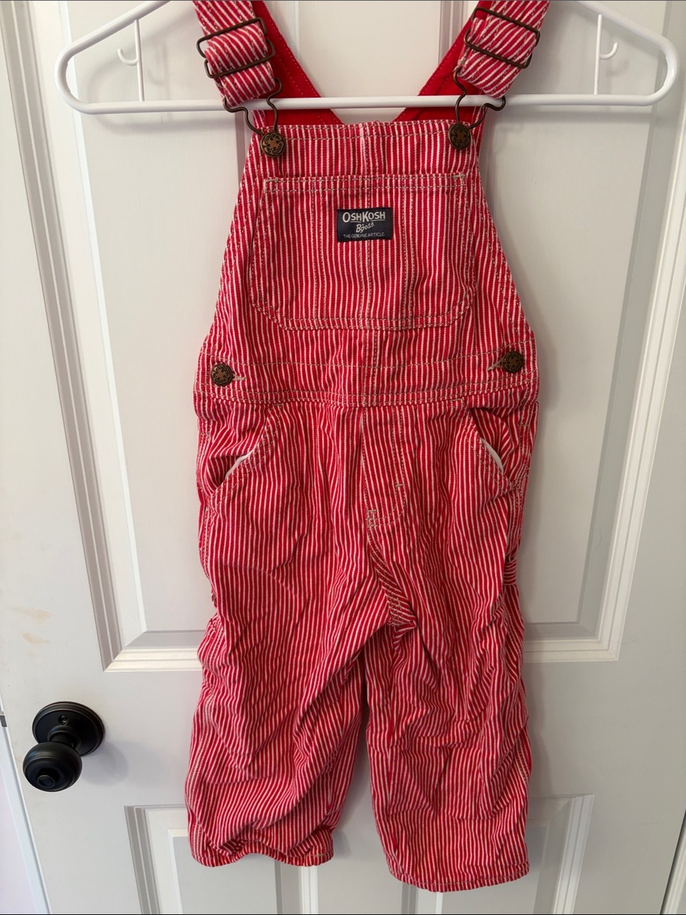 OshKosh B'gosh Red & White Striped Corduroy Overalls